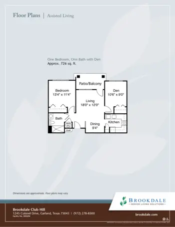 Floorplan of Brookdale Club Hill, Assisted Living, Garland, TX 10