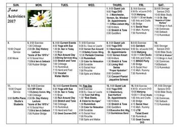 Activity Calendar of Arbors of Hop Brook, Assisted Living, Nursing Home, Independent Living, CCRC, Manchester, CT 5