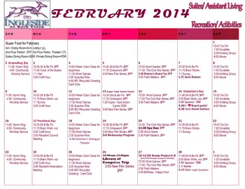 Activity Calendar of Ingleside at Rock Creek, Assisted Living, Nursing Home, Independent Living, CCRC, Washington, DC 1