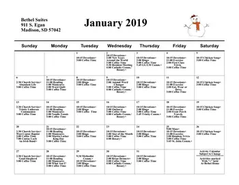 Activity Calendar of Bethel Lutheran Home, Assisted Living, Nursing Home, Independent Living, CCRC, Madison, SD 12